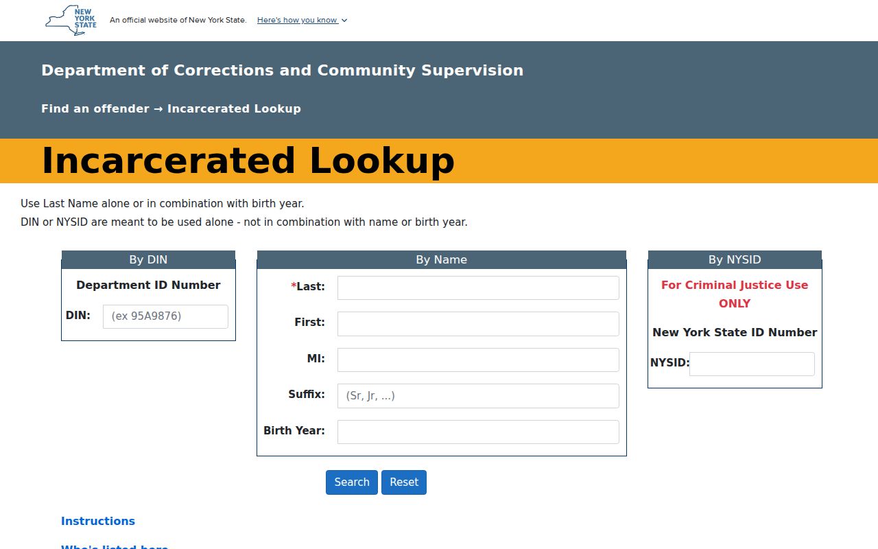Essex County arrest record follow-up through the DOCCS Incarcerated Lookup