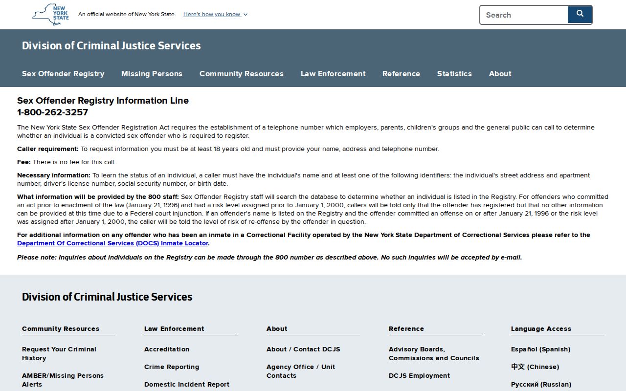 Essex County sex offender lookup telephone verification instructions